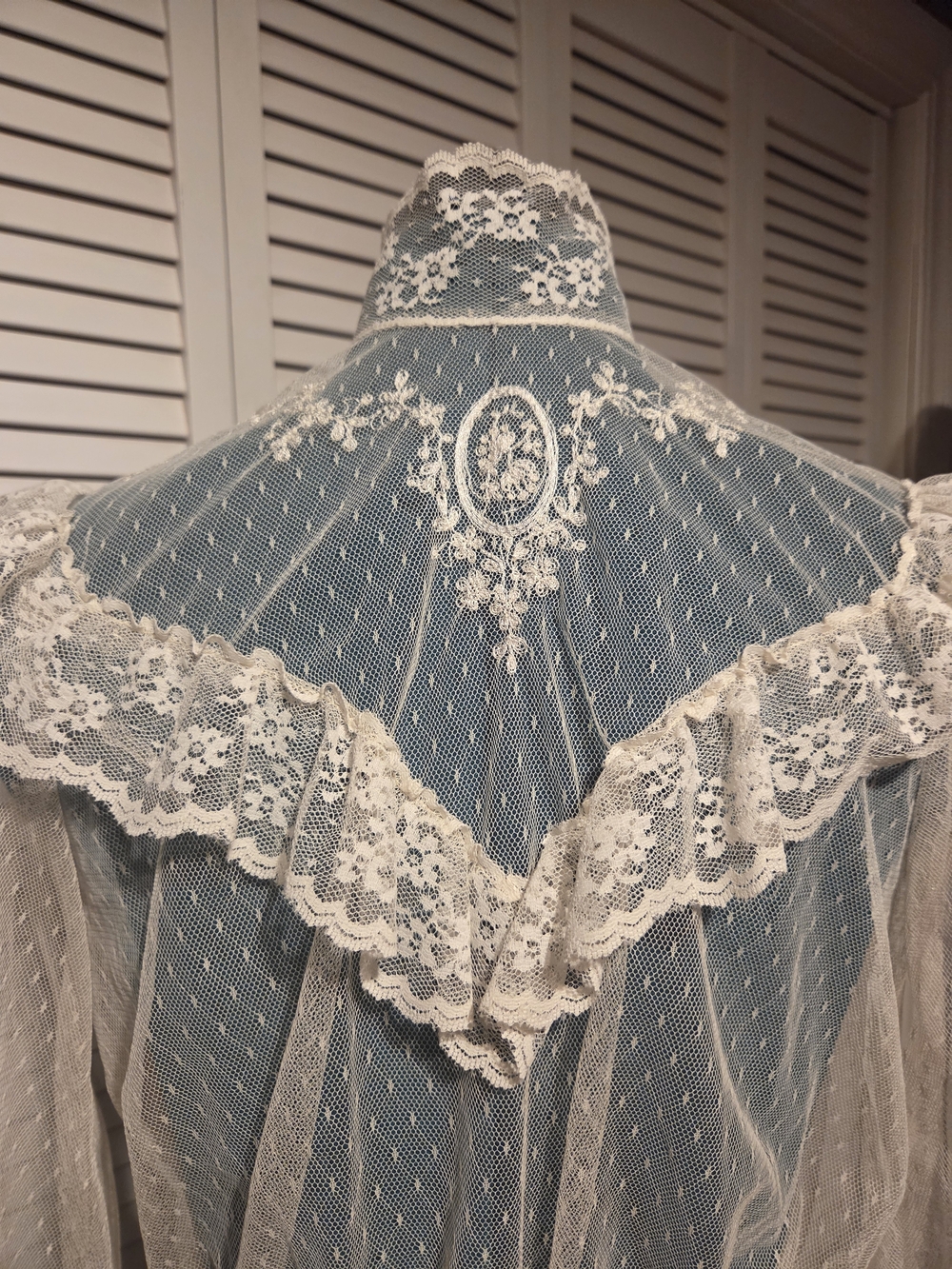Vintage Delicate Sheer Lace Blouse in Ivory - Picture 3 of 3